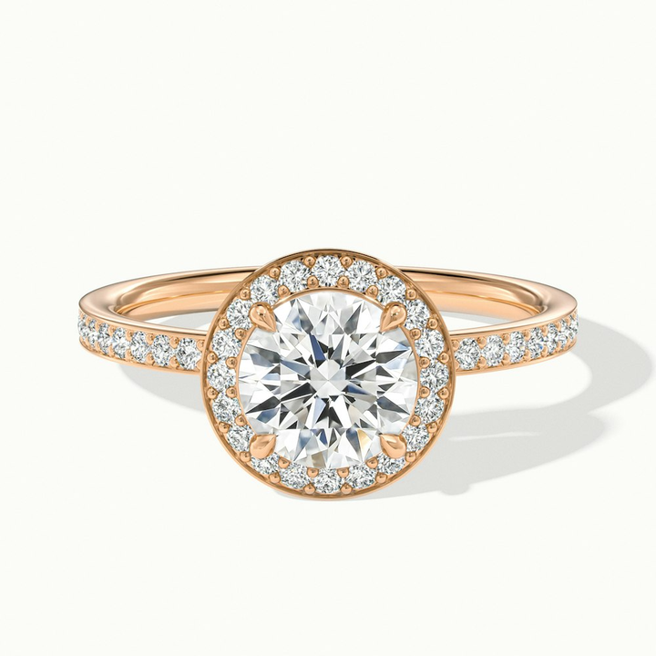 Lisa 2 Carat Round Halo Pave Lab Grown Diamond Ring in 14k Rose Gold