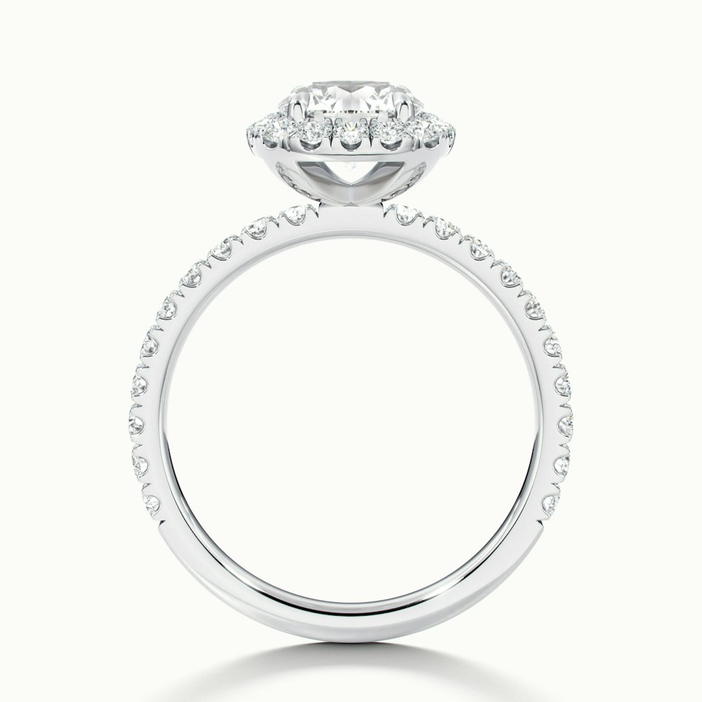 Adley 5 Carat Round Cut Halo Pave Lab Grown Diamond Ring in 18k White Gold