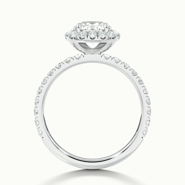 Adley 1 Carat Round Cut Halo Pave Lab Grown Diamond Ring in 18k White Gold