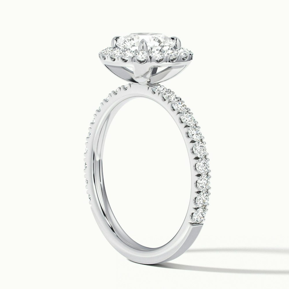 Zia 3 Carat Round Cut Halo Pave Moissanite Engagement Ring in 10k White Gold