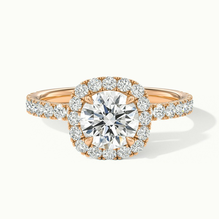 Zia 3.5 Carat Round Cut Halo Pave Moissanite Engagement Ring in 10k Rose Gold