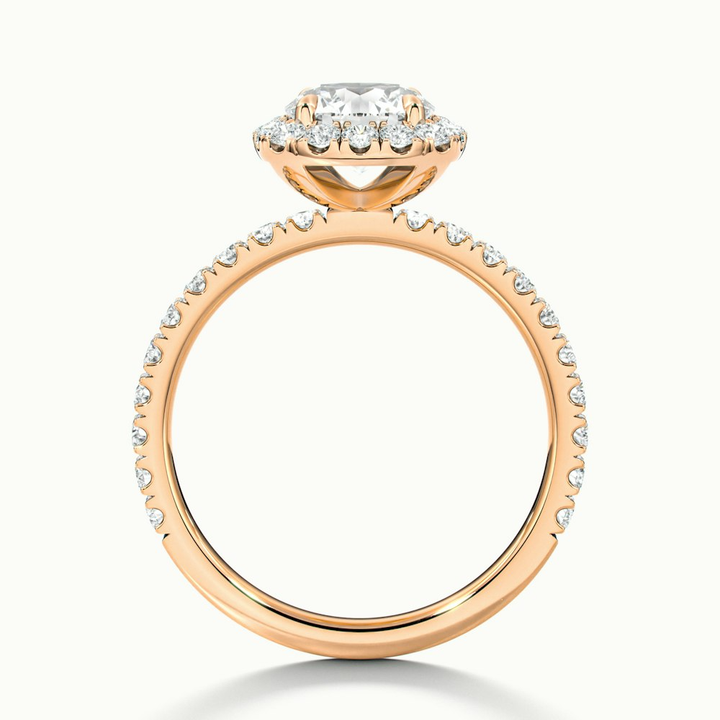 Adley 2 Carat Round Cut Halo Pave Lab Grown Diamond Ring in 10k Rose Gold