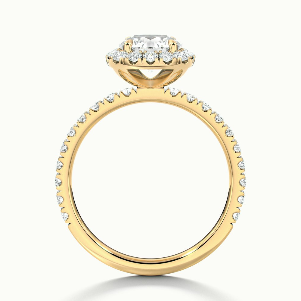 Adley 2.5 Carat Round Cut Halo Pave Lab Grown Diamond Ring in 10k Yellow Gold