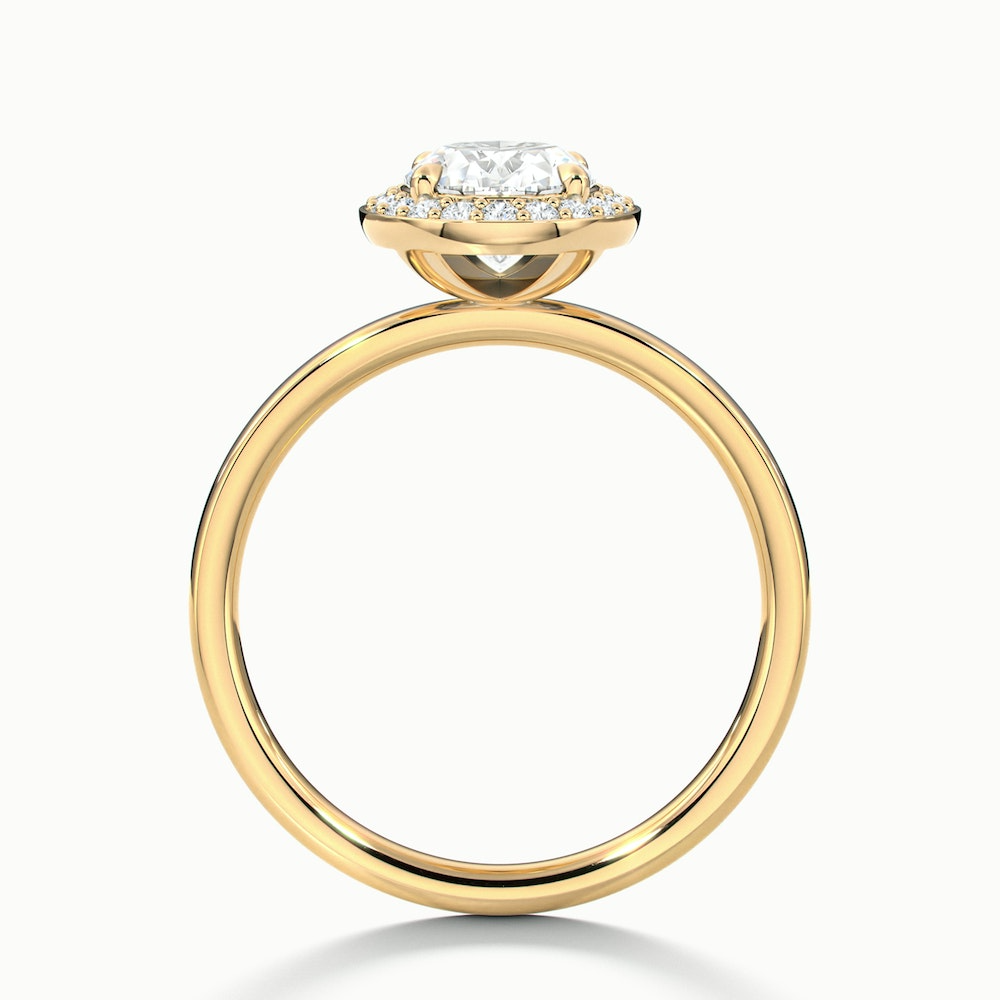 Aisha 3 Carat Oval Halo Lab Grown Diamond Ring in 10k Yellow Gold