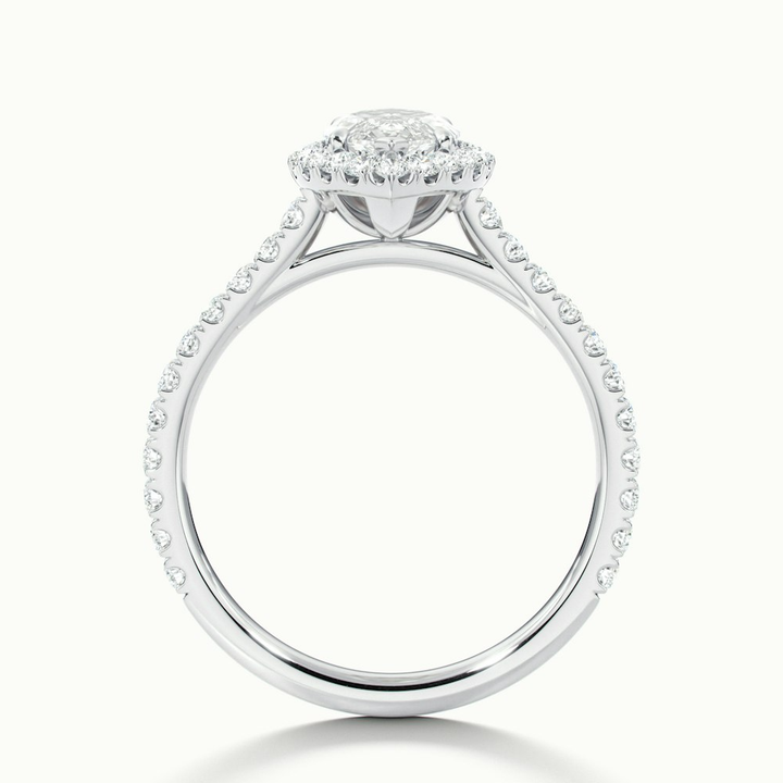 Alexa 1 Carat Marquise Halo Pave Lab Grown Diamond Ring in 18k White Gold