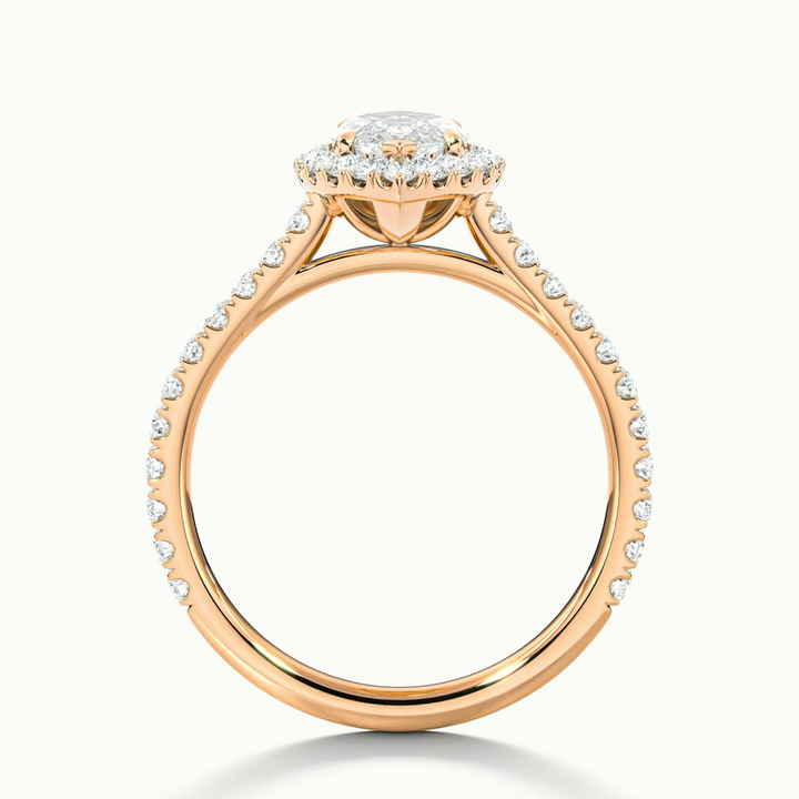 Anna 2 Carat Marquise Halo Pave Moissanite Engagement Ring in 14k Rose Gold