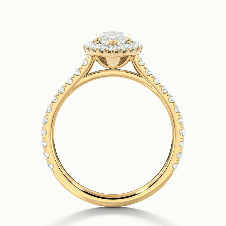 Anna 3 Carat Marquise Halo Pave Moissanite Engagement Ring in 10k Yellow Gold