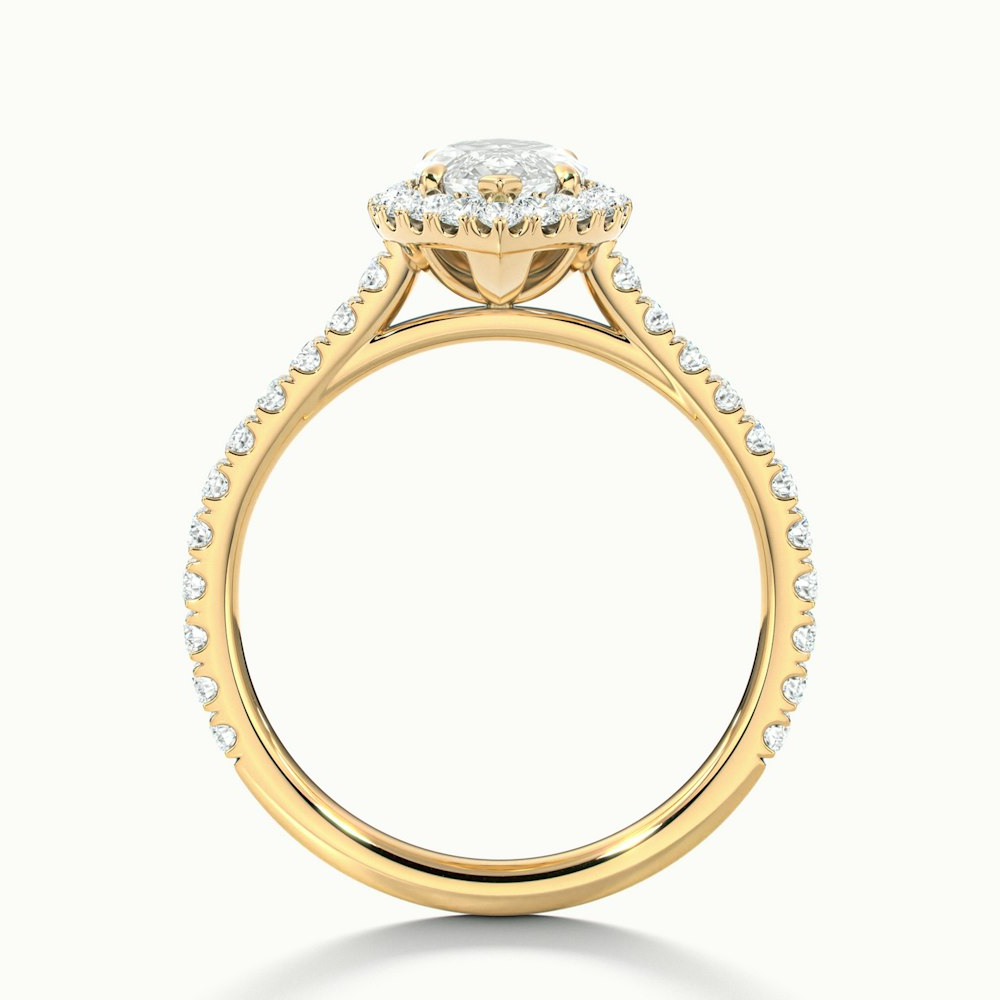 Alexa 1.5 Carat Marquise Halo Pave Lab Grown Diamond Ring in 14k Yellow Gold