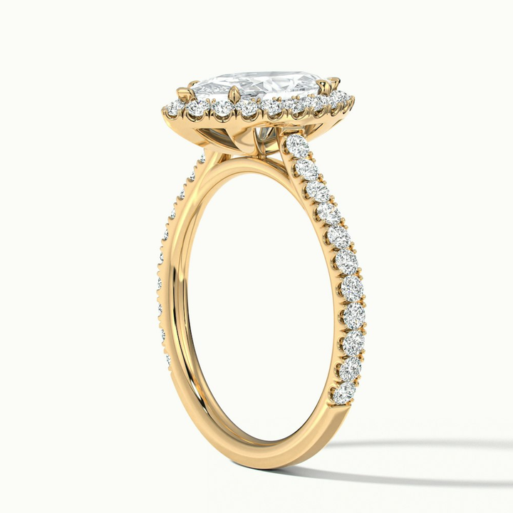 Anna 1.5 Carat Marquise Halo Pave Moissanite Engagement Ring in 10k Yellow Gold