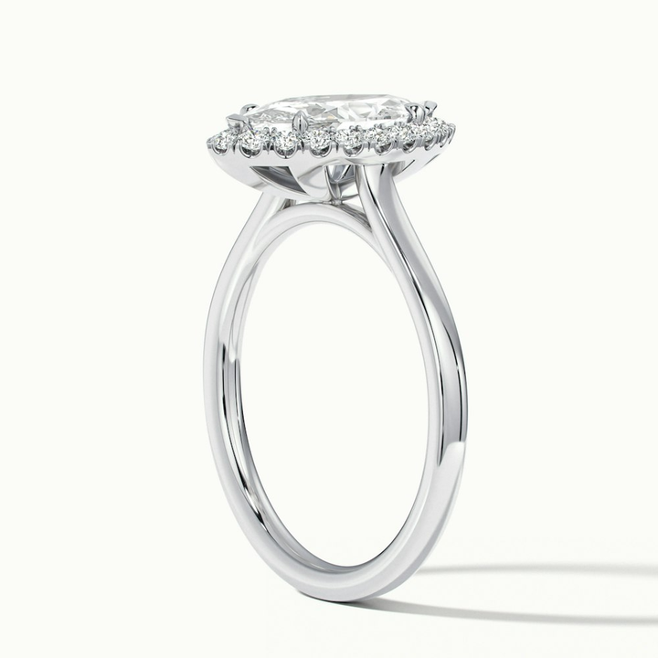 Lena 3 Carat Marquise Halo Moissanite Engagement Ring in 10k White Gold