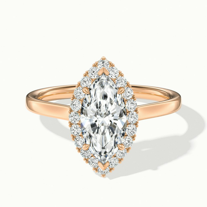 Anaya 2 Carat Marquise Halo Lab Grown Diamond Ring in 10k Rose Gold