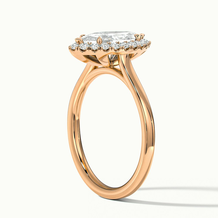 Lena 3 Carat Marquise Halo Moissanite Engagement Ring in 18k Rose Gold