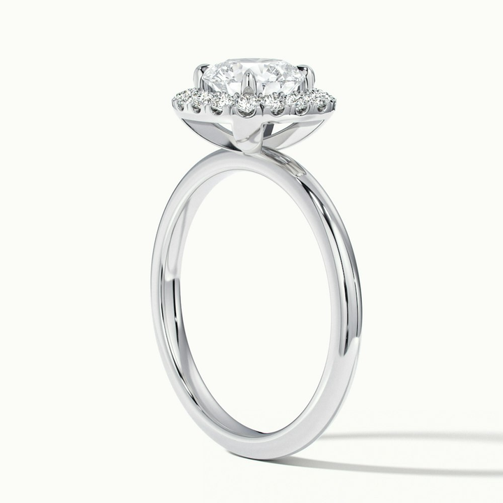 Anya 5 Carat Round Cut Halo Moissanite Engagement Ring in 18k White Gold