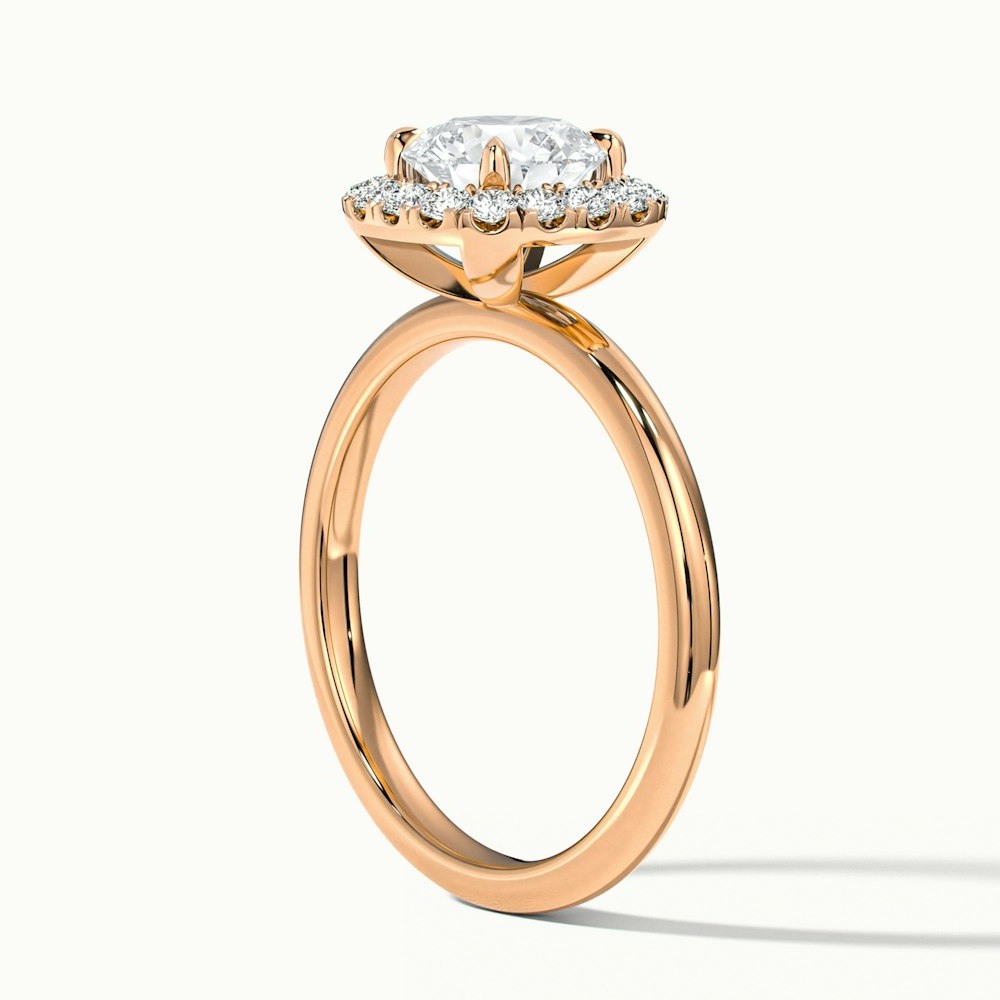 Angel 1 Carat Round Cut Halo Lab Grown Diamond Ring in 10k Rose Gold