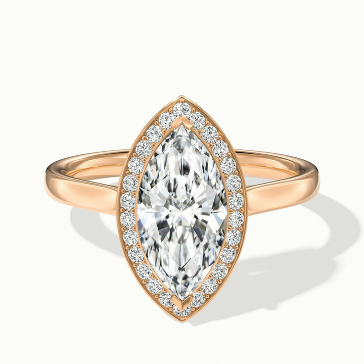 Carla 2 Carat Marquise Halo Lab Grown Diamond Ring in 10k Rose Gold