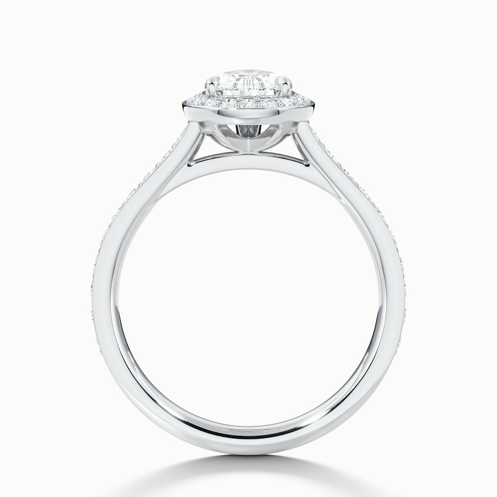 Zara 1 Carat Pear Halo Pave Lab Grown Engagement Ring in 10k White Gold