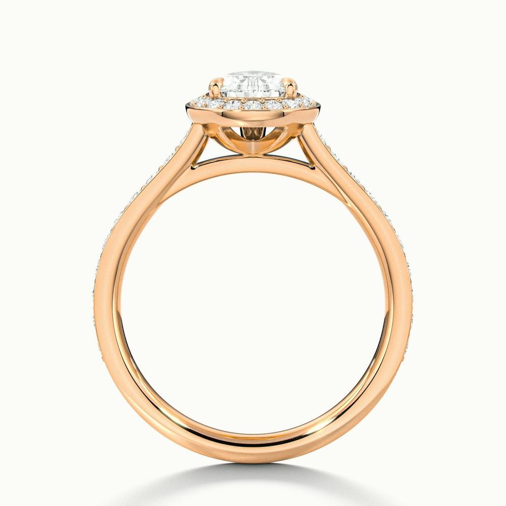 Zara 2 Carat Pear Halo Pave Lab Grown Engagement Ring in 10k Rose Gold