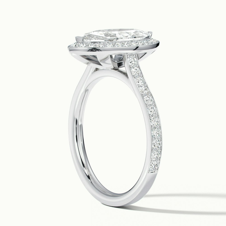 Ila 1 Carat Marquise Halo Pave Moissanite Engagement Ring in 10k White Gold