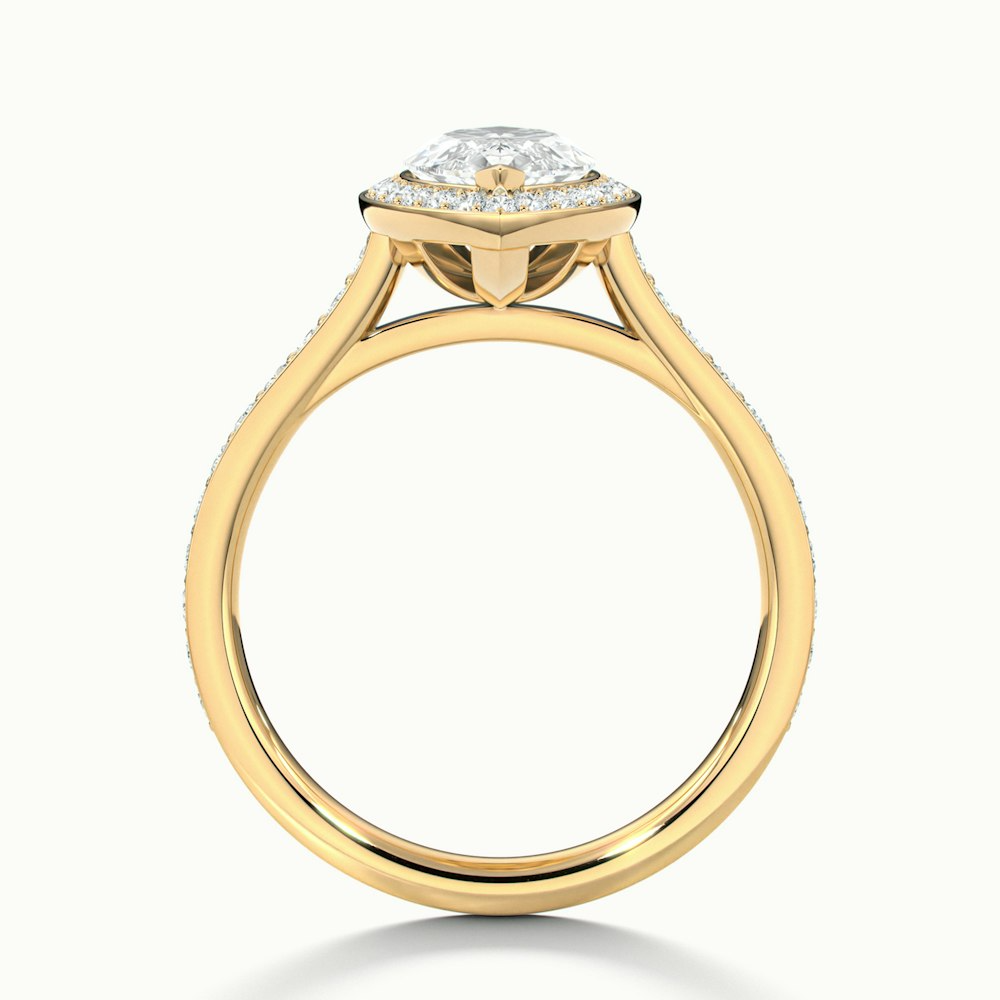 Ila 3 Carat Marquise Halo Pave Moissanite Engagement Ring in 10k Yellow Gold
