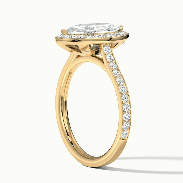 Ila 1 Carat Marquise Halo Pave Moissanite Engagement Ring in 10k Yellow Gold
