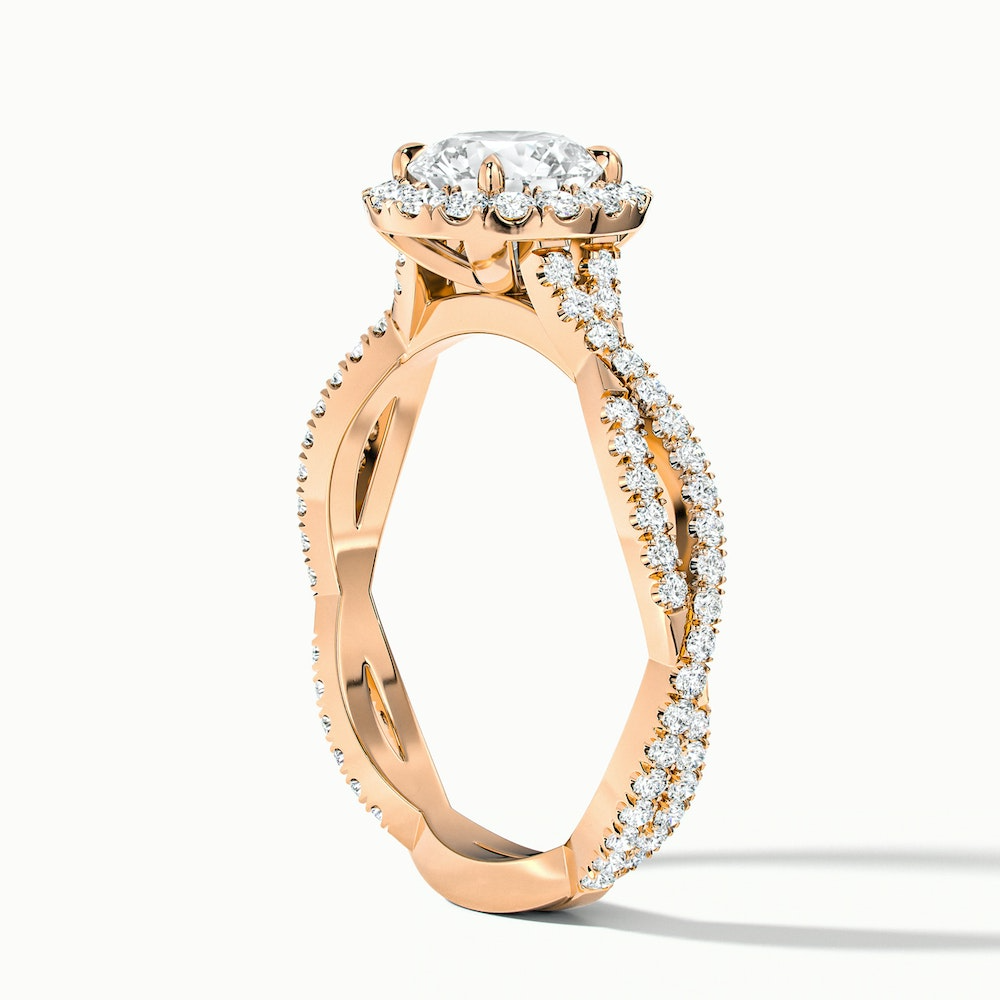 Riva 2 Carat Round Cut Halo Twisted Pave Moissanite Engagement Ring in 10k Rose Gold