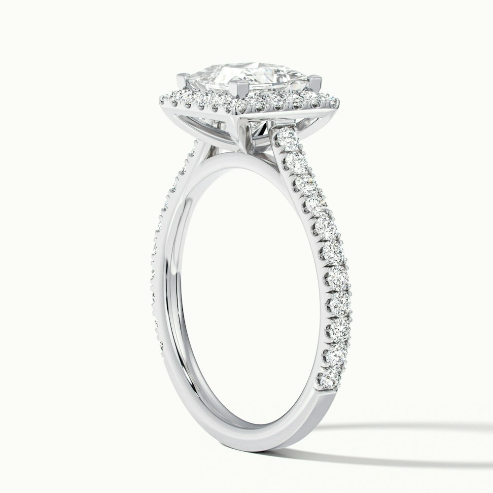 Love 1.5 Carat Princess Halo Pave Lab Grown Diamond Ring in 18k White Gold