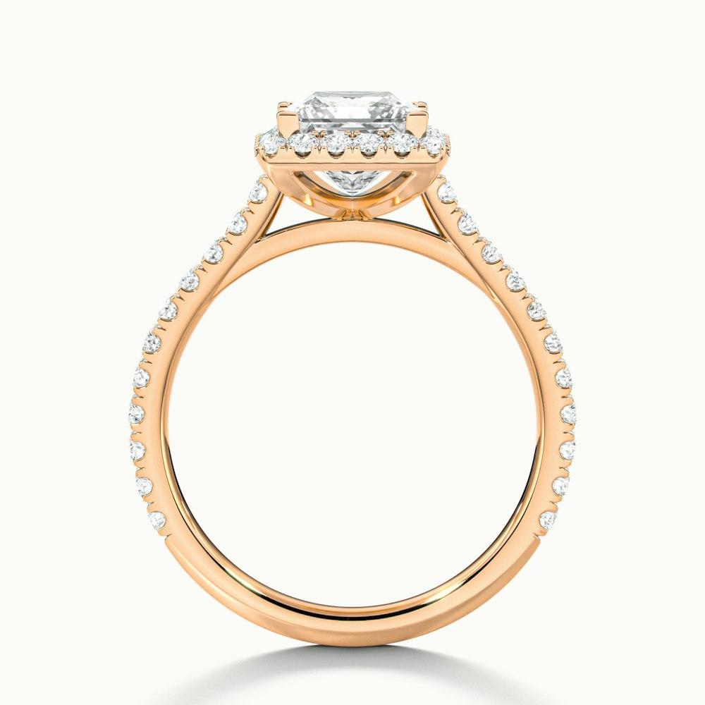 Rose 2 Carat Princess Halo Pave Moissanite Engagement Ring in 10k Rose Gold