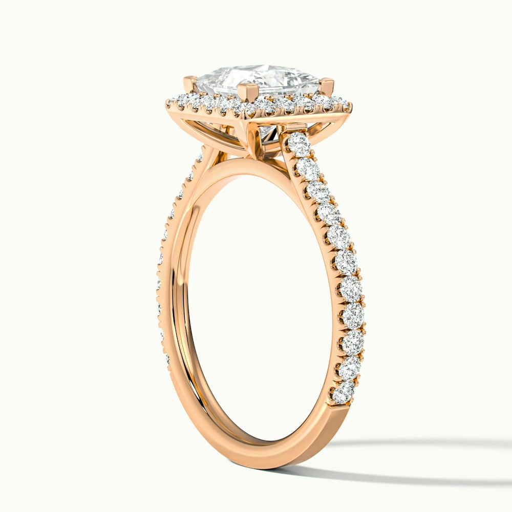 Love 1 Carat Princess Halo Pave Lab Grown Diamond Ring in 10k Rose Gold