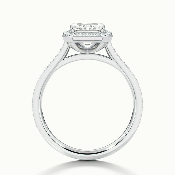 Lucy 5 Carat Emerald Cut Halo Pave Lab Grown Diamond Ring in Platinum