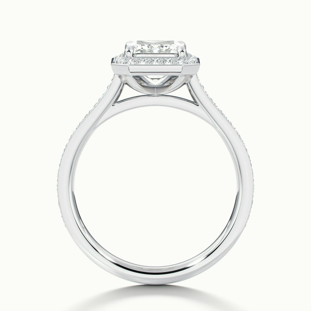 Zoya 4 Carat Emerald Cut Halo Pave Moissanite Engagement Ring in 10k White Gold
