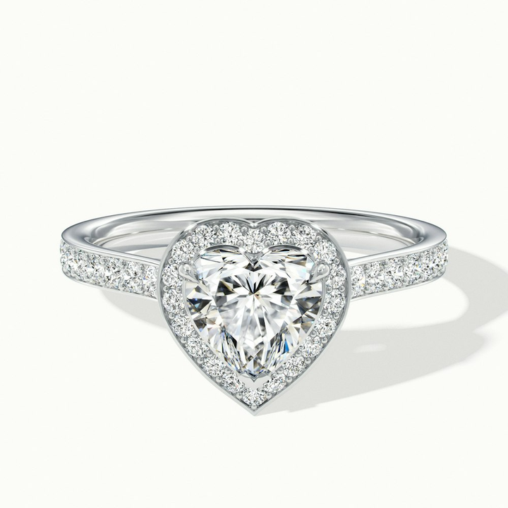 Macy 1 Carat Heart Shaped Halo Pave Lab Grown Diamond Ring in 10k White Gold