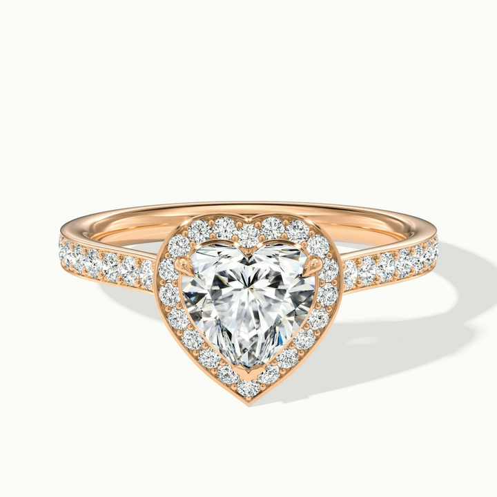 Macy 2 Carat Heart Shaped Halo Pave Lab Grown Diamond Ring in 14k Rose Gold