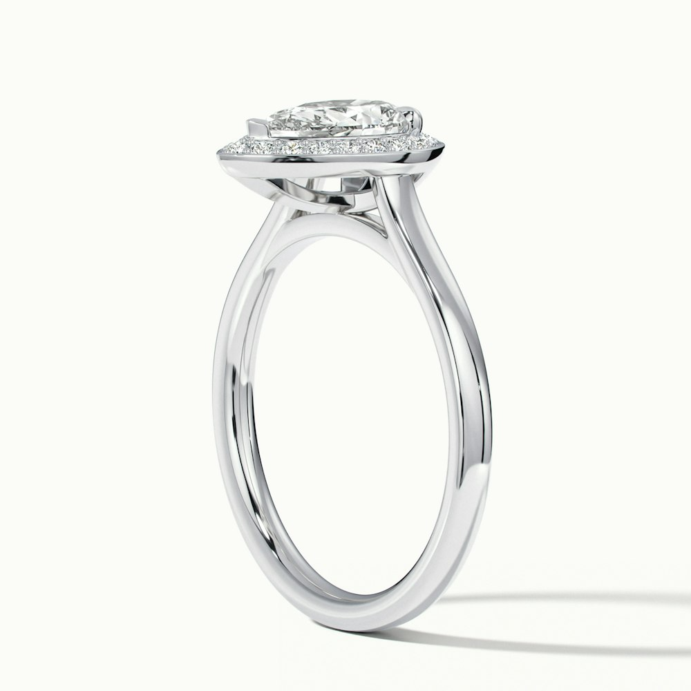 Siya 3 Carat Pear Halo Moissanite Engagement Ring in 10k White Gold
