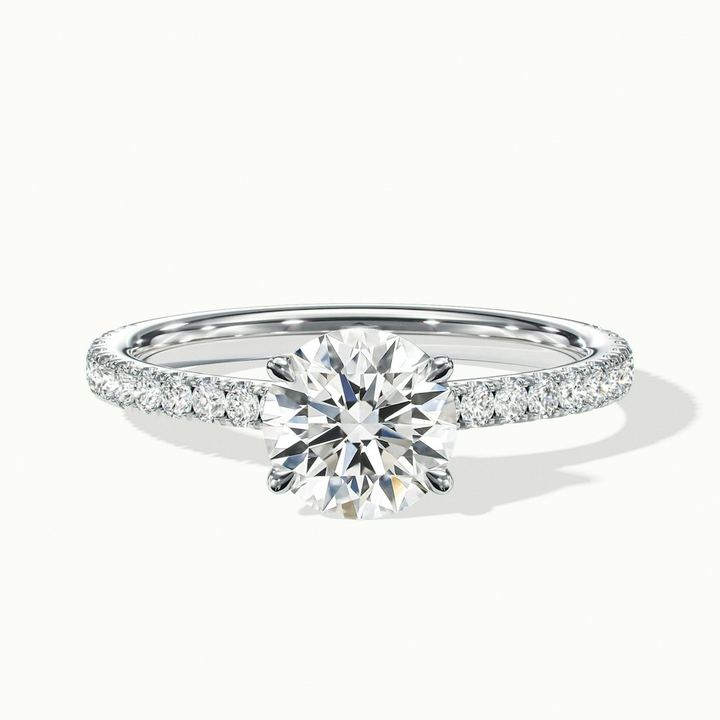Zola 1.5 Carat Round Solitaire Pave Moissanite Engagement Ring in 10k White Gold