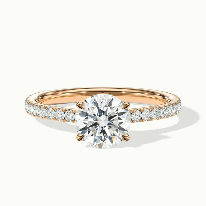 Sarah 2 Carat Round Solitaire Pave Lab Grown Diamond Ring in 10k Rose Gold