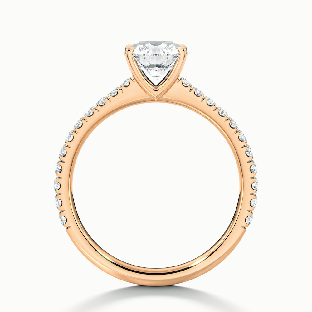 Sarah 2 Carat Round Solitaire Pave Lab Grown Diamond Ring in 10k Rose Gold