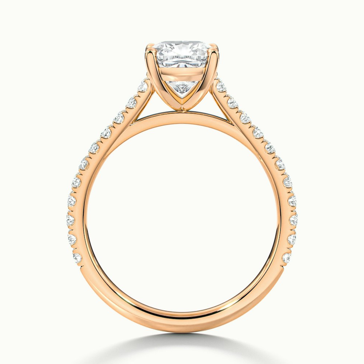 Mary 2 Carat Cushion Cut Solitaire Pave Moissanite Engagement Ring in 10k Rose Gold