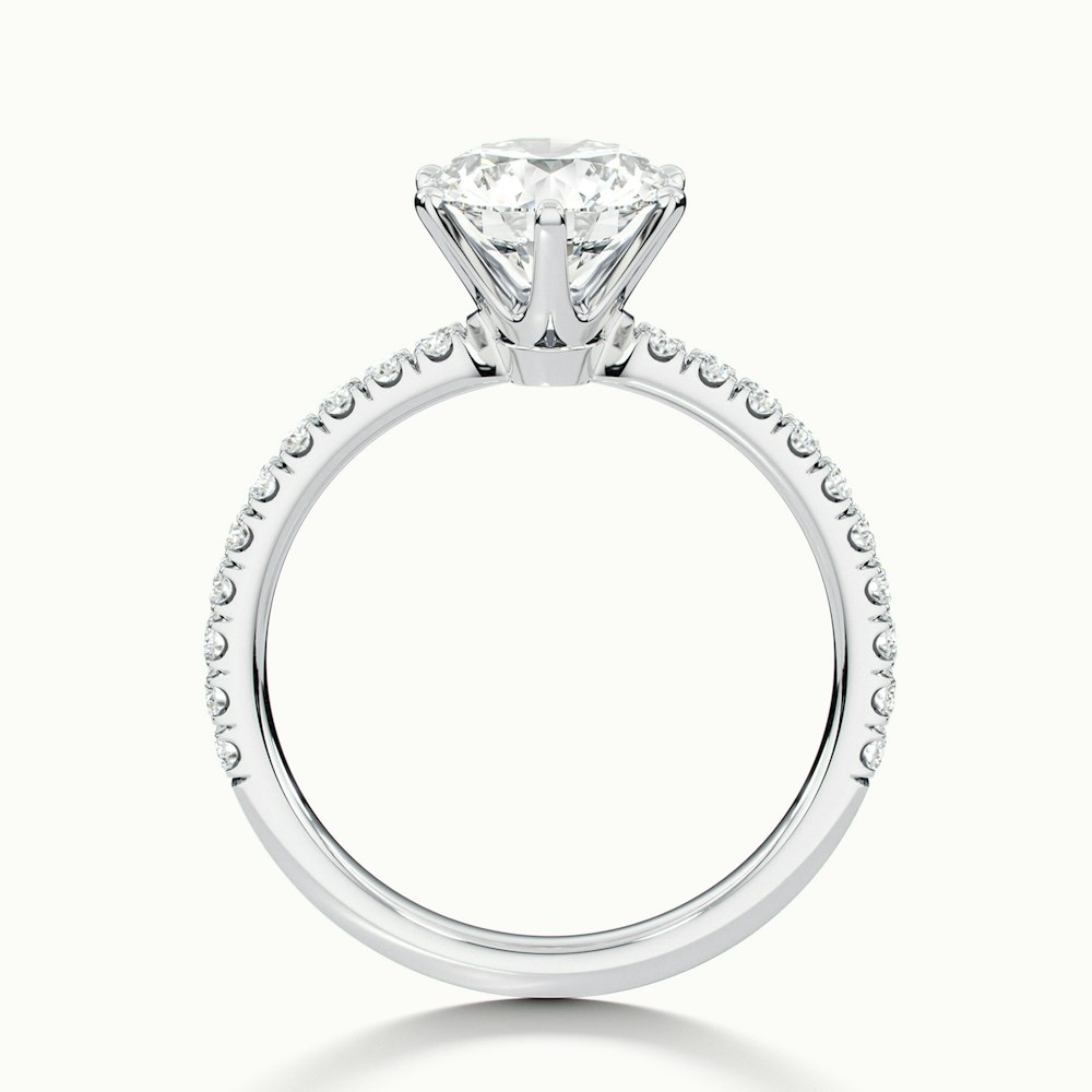 Olive 2 Carat Round Solitaire Pave Lab Grown Diamond Ring in 10k White Gold