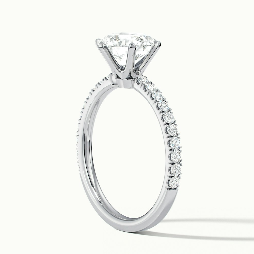 Olive 5 Carat Round Solitaire Pave Lab Grown Diamond Ring in 18k White Gold