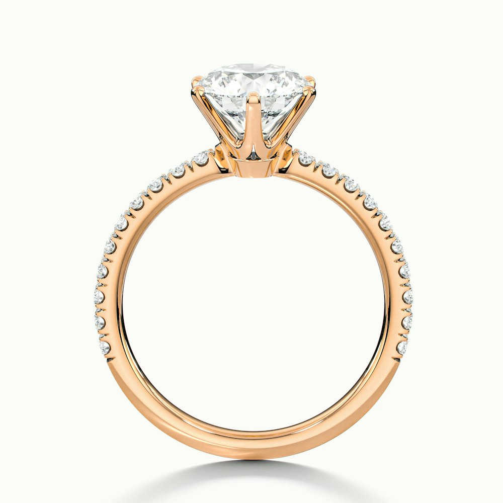 Lyra 2 Carat Round Solitaire Pave Moissanite Engagement Ring in 10k Rose Gold