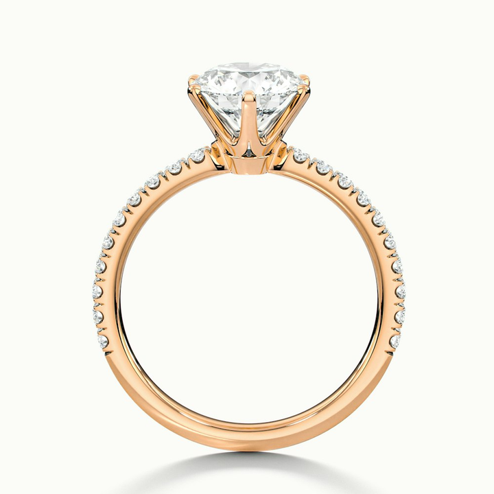 Olive 2 Carat Round Solitaire Pave Lab Grown Diamond Ring in 14k Rose Gold