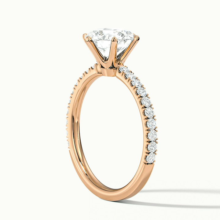 Olive 2 Carat Round Solitaire Pave Lab Grown Diamond Ring in 10k Rose Gold