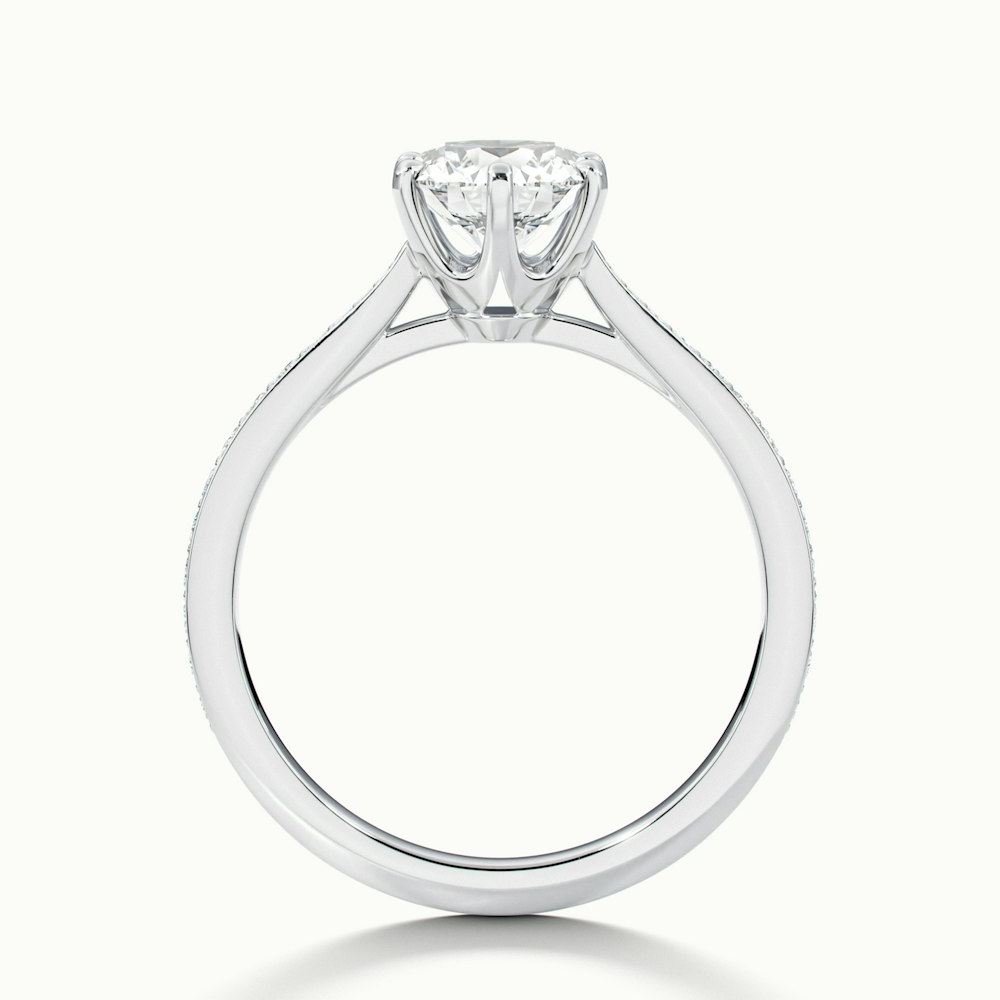 Mia 1 Carat Round Solitaire Pave Lab Grown Engagement Ring in 14k White Gold