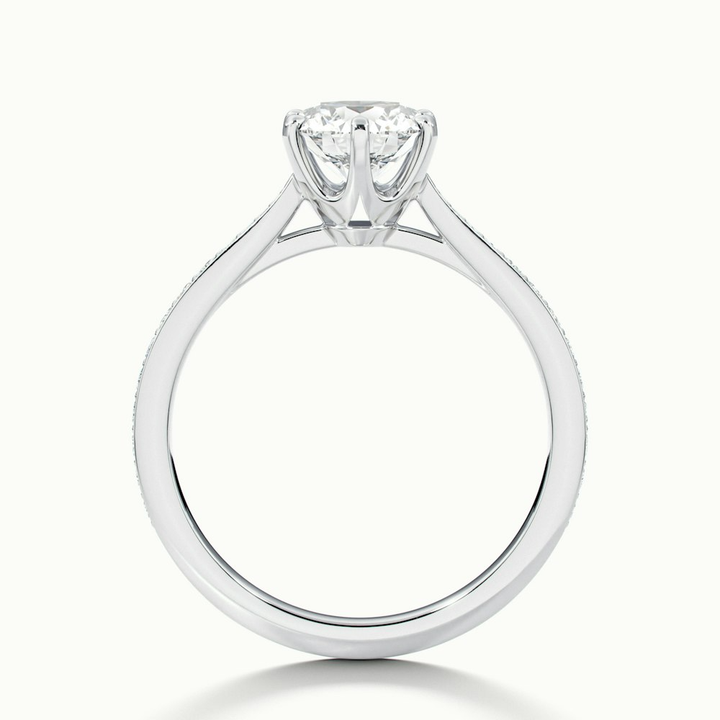 Esha 3 Carat Round Solitaire Pave Moissanite Diamond Ring in 10k White Gold