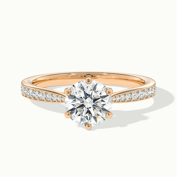 Mia 2 Carat Round Solitaire Pave Lab Grown Engagement Ring in 10k Rose Gold