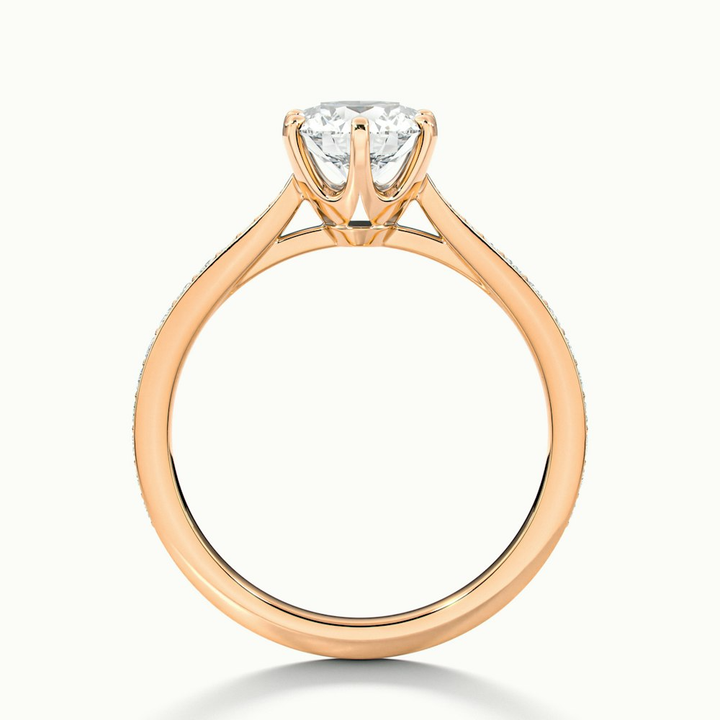 Esha 3 Carat Round Solitaire Pave Moissanite Diamond Ring in 18k Rose Gold