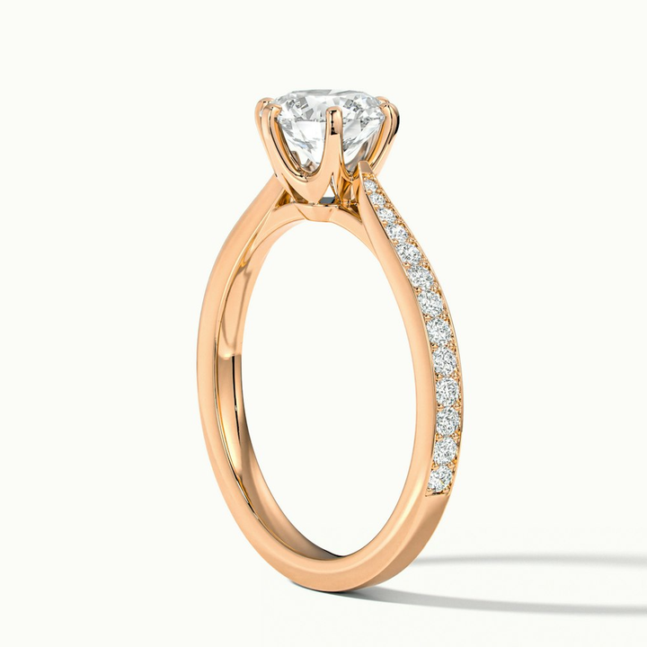 Mia 2 Carat Round Solitaire Pave Lab Grown Engagement Ring in 14k Rose Gold