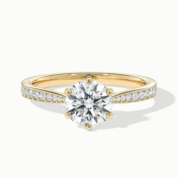 Mia 3 Carat Round Solitaire Pave Lab Grown Engagement Ring in 10k Yellow Gold