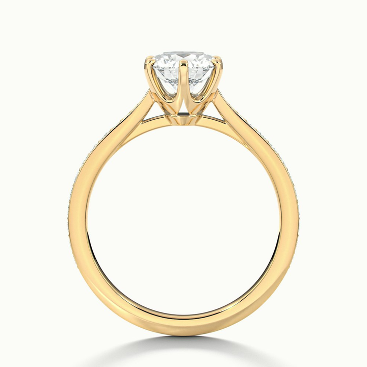Mia 3 Carat Round Solitaire Pave Lab Grown Engagement Ring in 10k Yellow Gold