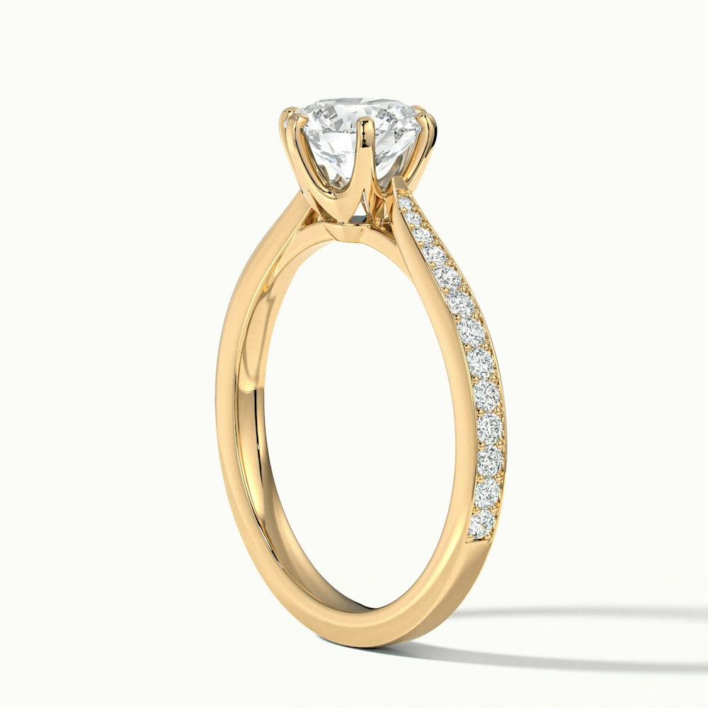 Esha 3 Carat Round Solitaire Pave Moissanite Diamond Ring in 10k Yellow Gold